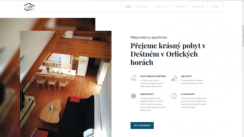 Pro MUDr. Prixe jsme vytvořili webové stránky Ubytování v Deštné v Orlických horách